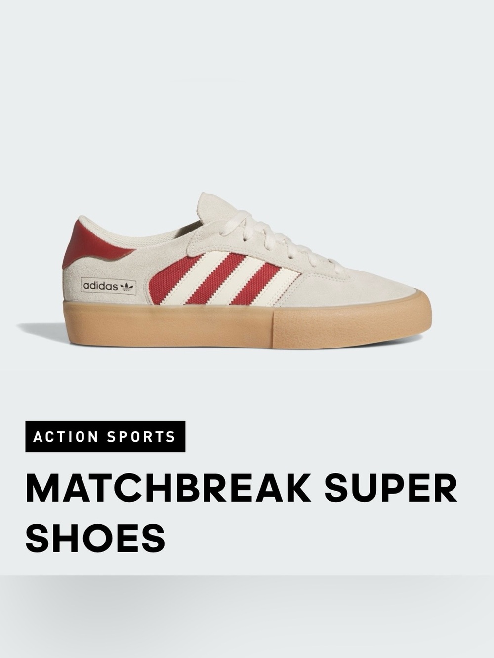 Adidas Matchbreak Super Shoes in Wonder White / Preloved Ruby / Gum (W7 / M6)